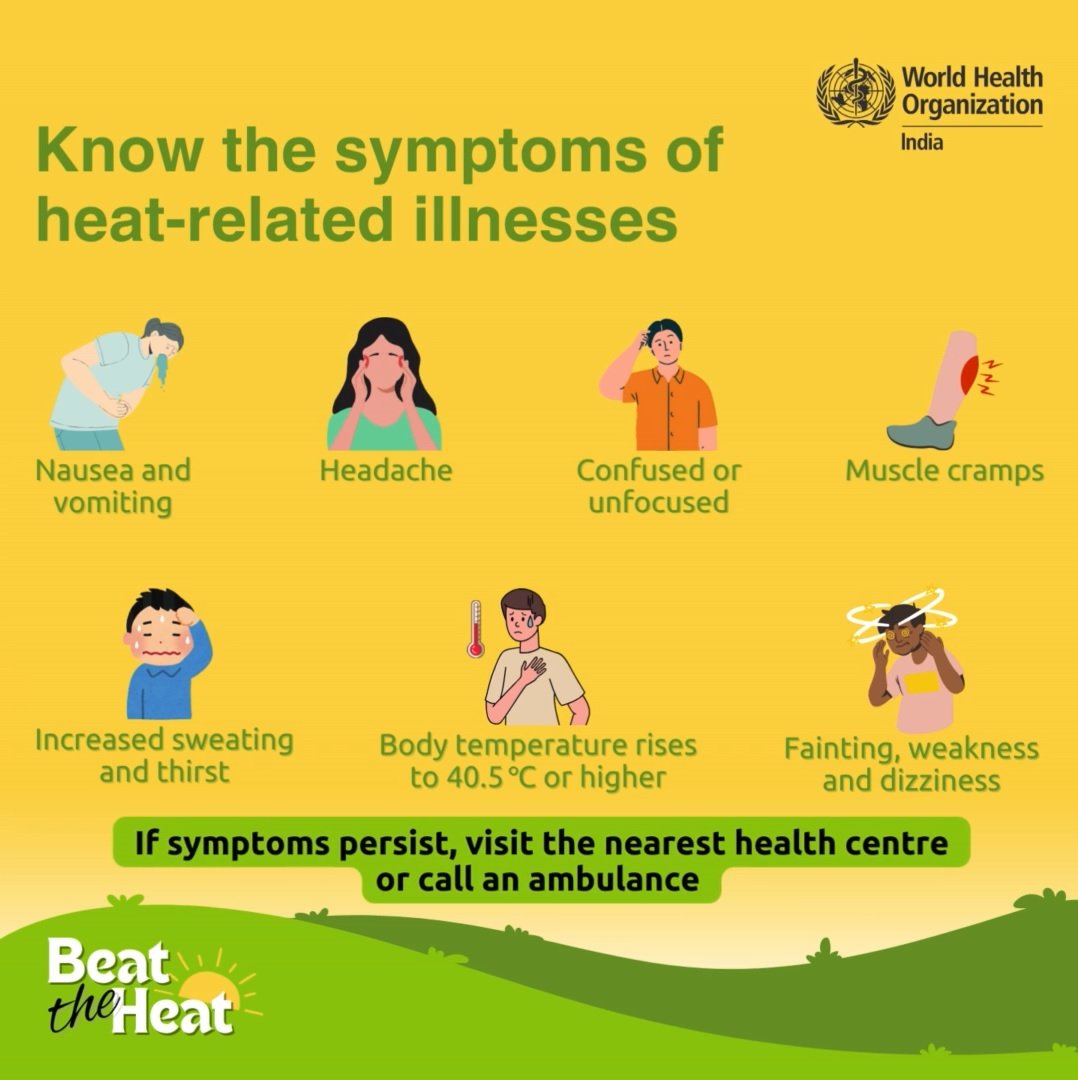 know the symptoms of heat related illness