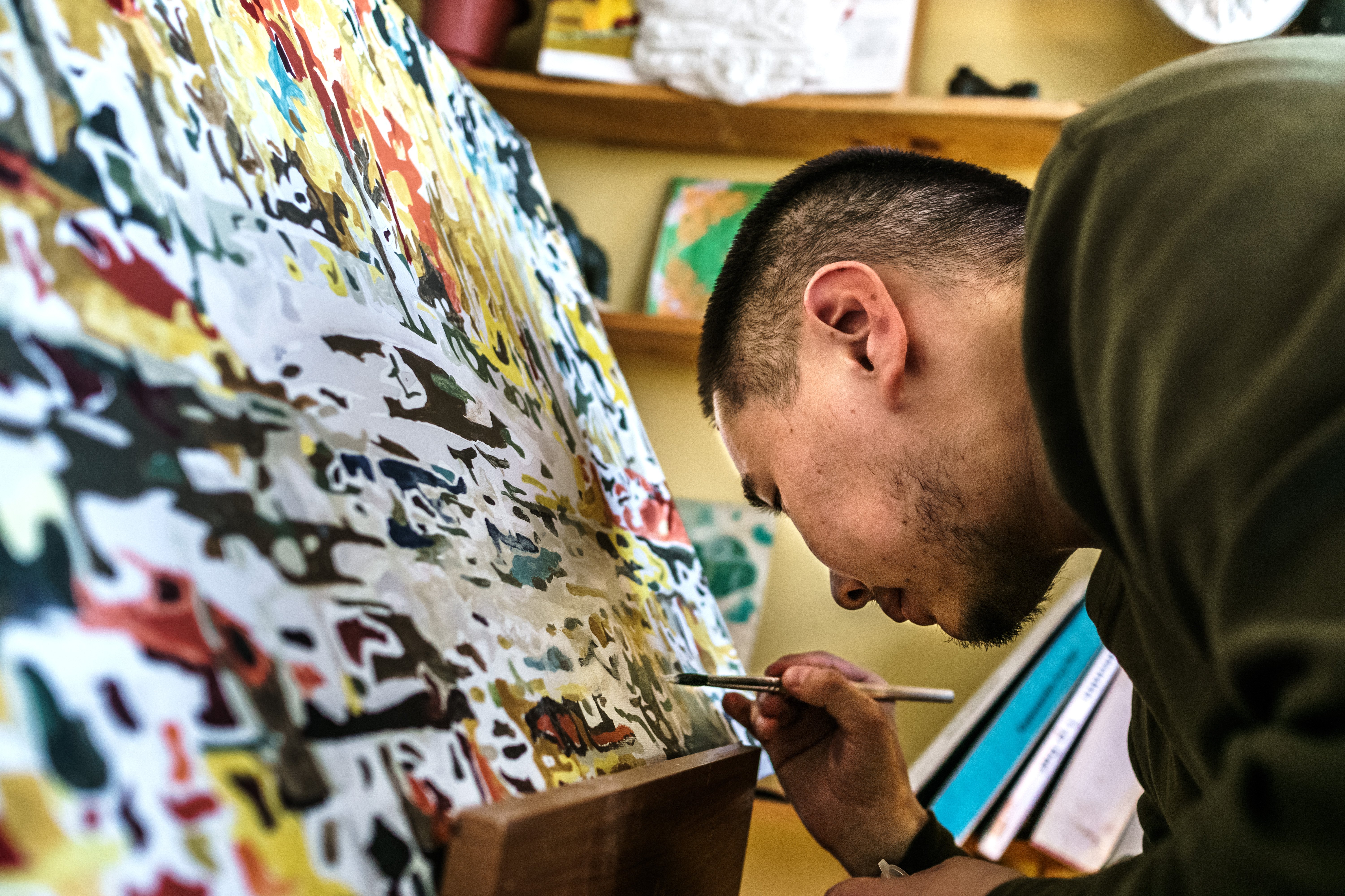 People with mental disability use art, craft and music in day treatment center at the National Center for Mental Health